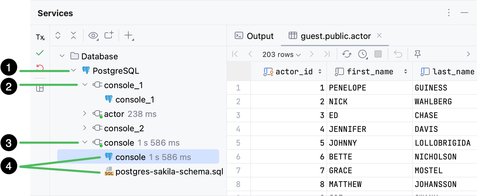 The Services tool window The Services tool window