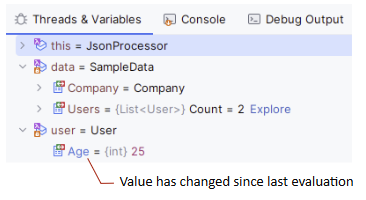 JetBrains Rider: updated variable highlighted in the Debug window
