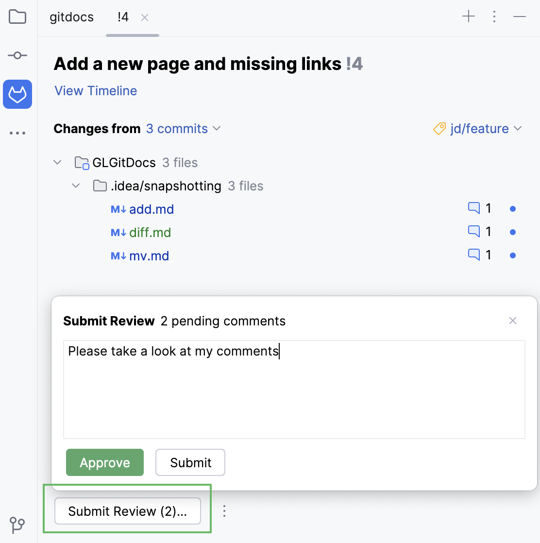 Submit review dialog Submit review dialog