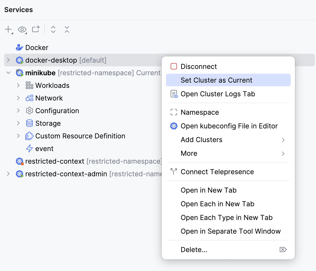 Set Current Cluster Set Current Cluster