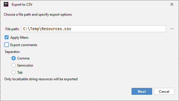 JetBrains Rider: Localization Manager. Export to CSV JetBrains Rider: Localization Manager. Export to CSV
