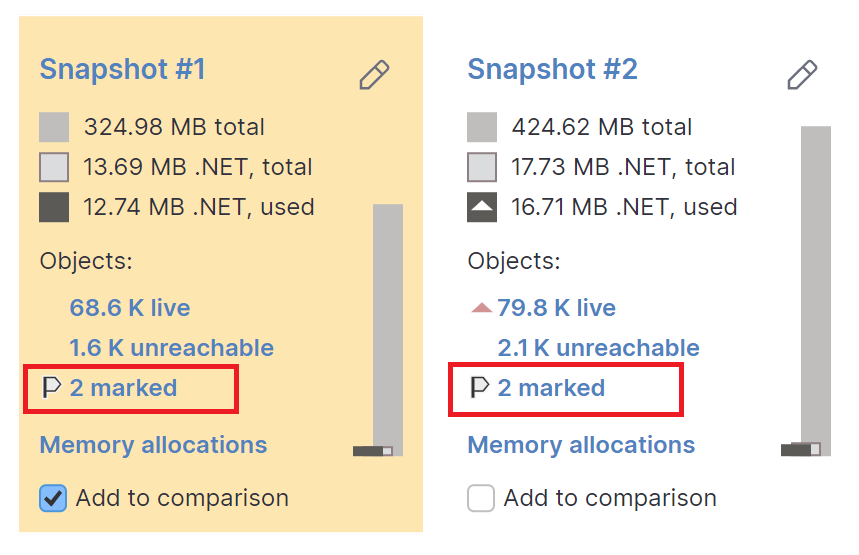 Marked objects Marked objects