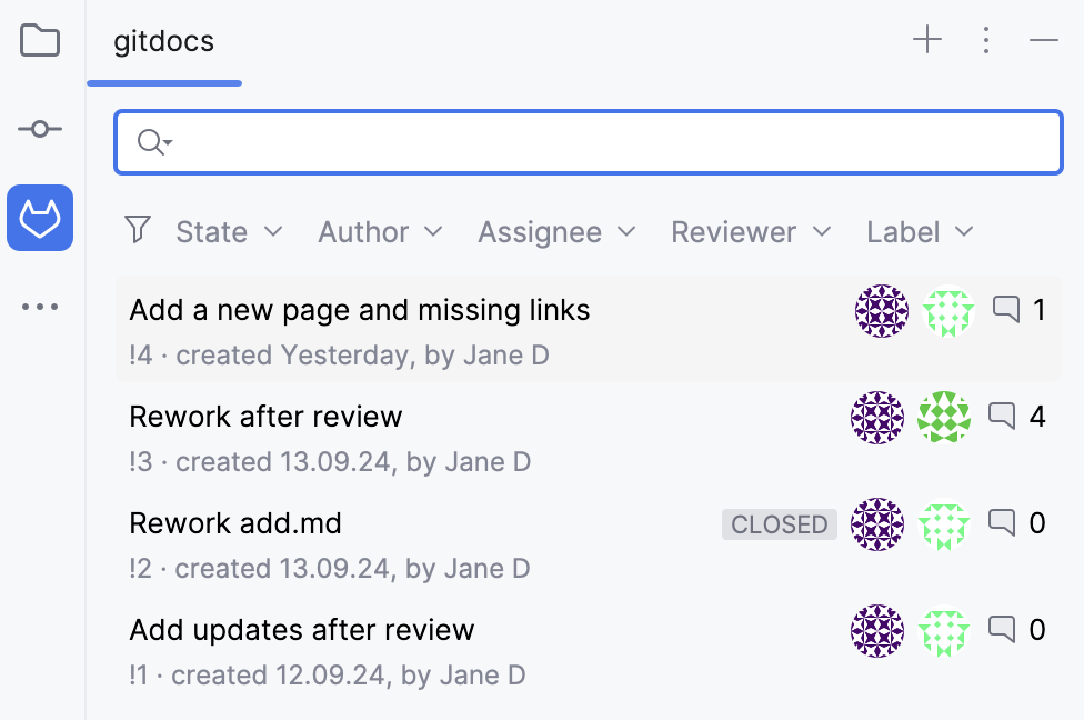 Merge requests filters Merge requests filters