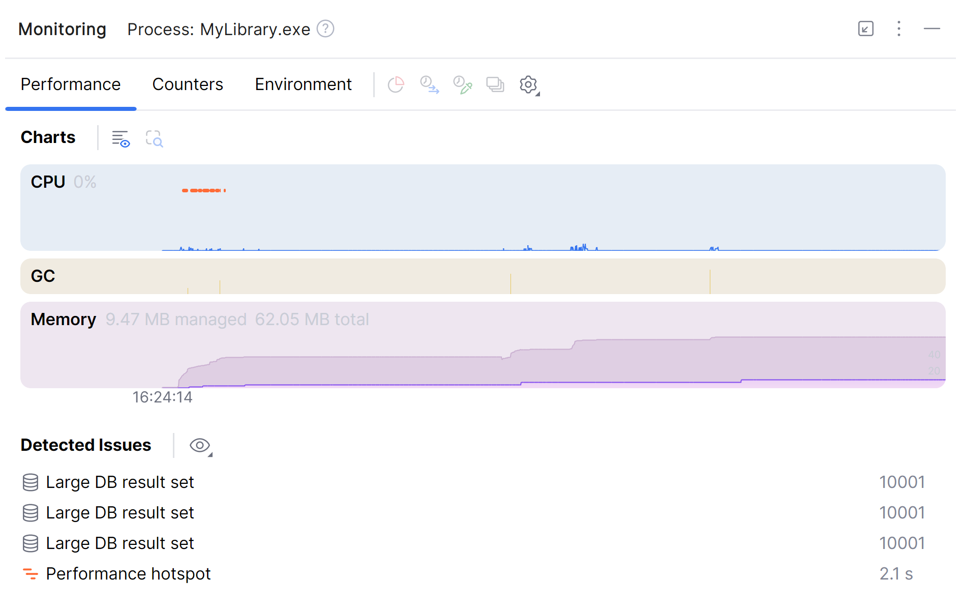 Monitoring tool window on Windows OS