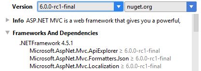 Rider: Dependencies of the selected NuGet package Rider: Dependencies of the selected NuGet package