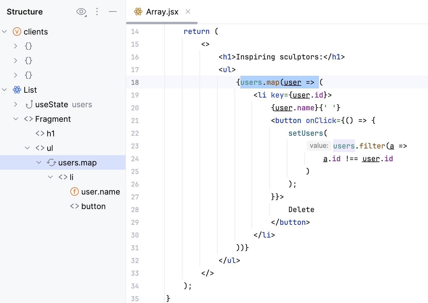 Structure view - map nodes