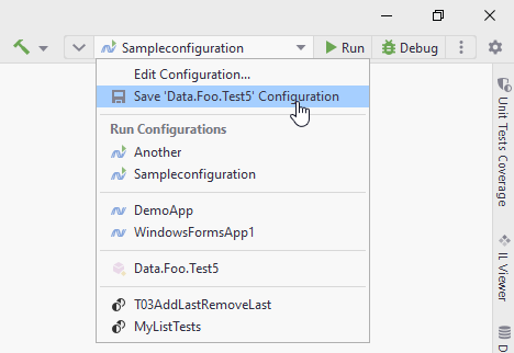 JetBrains Rider: Saving temporary run/debug configuration JetBrains Rider: Saving temporary run/debug configuration