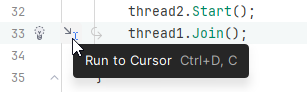 JetBrains Rider debugger: Run to cursor with the hover action JetBrains Rider debugger: Run to cursor with the hover action