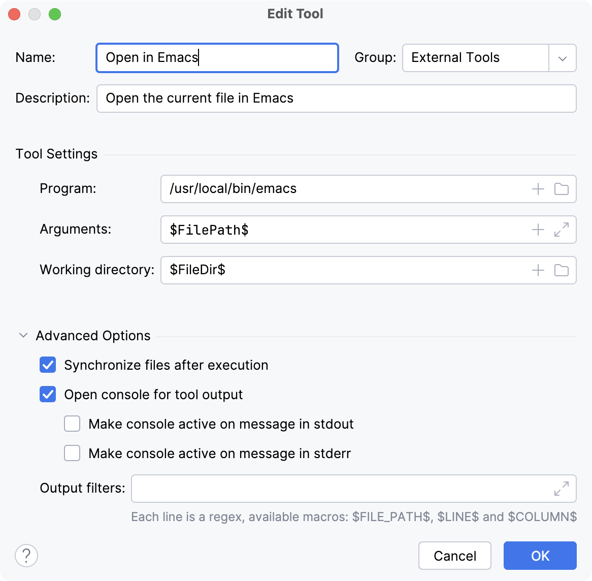 Creating, editing, or copying an external tool Creating, editing, or copying an external tool