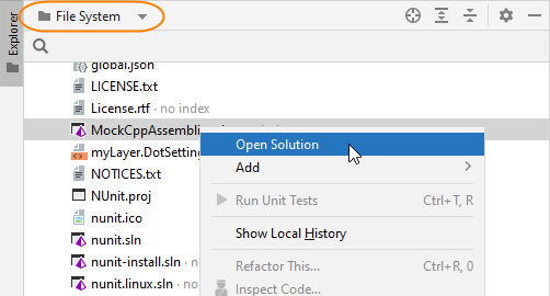 JetBrains Rider: Switch solutions in Solution Explorer JetBrains Rider: Switch solutions in Solution Explorer