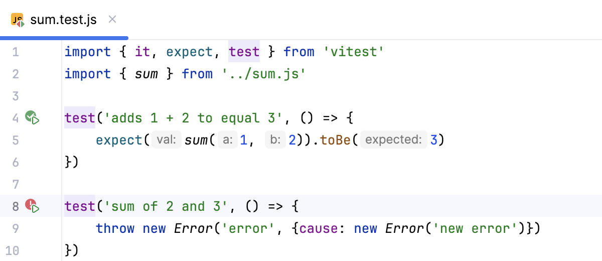 Gutter icons for tests