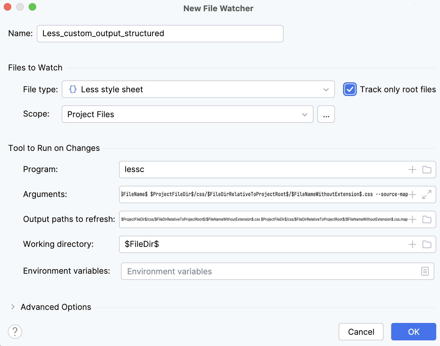 Custom output with folder structure: File Watcher updated
