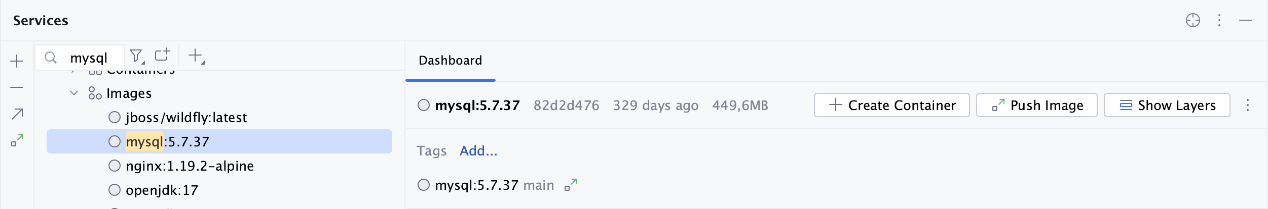 Docker 工具窗口、文本搜索 Docker 工具窗口、文本搜索