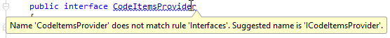 JetBrains&nbsp;Rider: Highlighted violation of the naming style