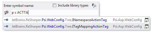 JetBrains&nbsp;Rider: Go to symbol. Using spaces to separate parts of a fully-qualified symbol name