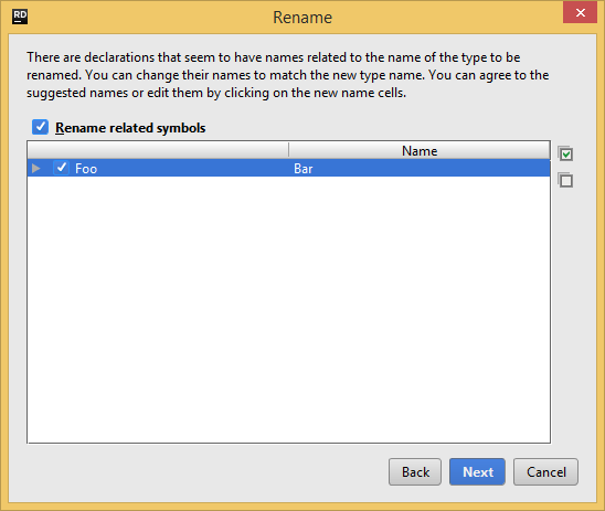 JetBrains&nbsp;Rider: Rename refactoring