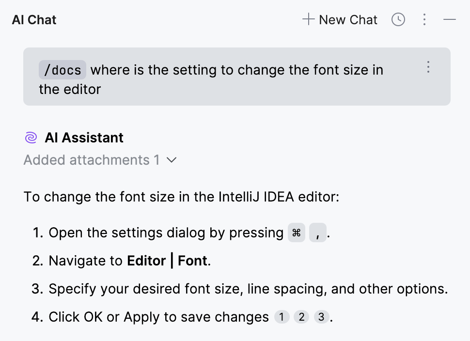 AI Assistant chat recites the information from JetBrains&nbsp;Rider's documentation