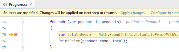 JetBrains&nbsp;Rider: Apply Hot Reload changes