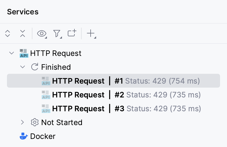 HTTP requests in Services tool window HTTP requests in Services tool window
