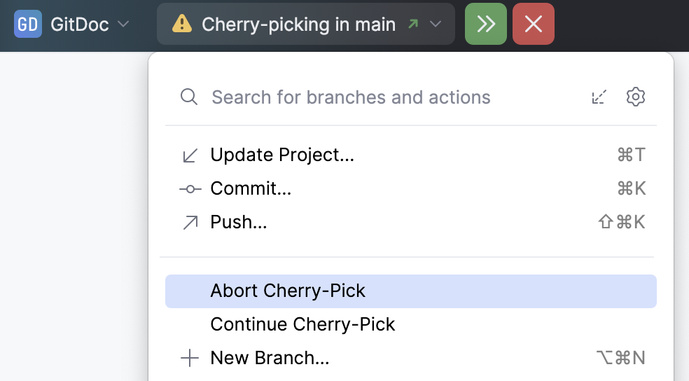 Cherry pick operation status Cherry pick operation status