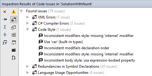 Code syntax style issues found in a solution Code syntax style issues found in a solution