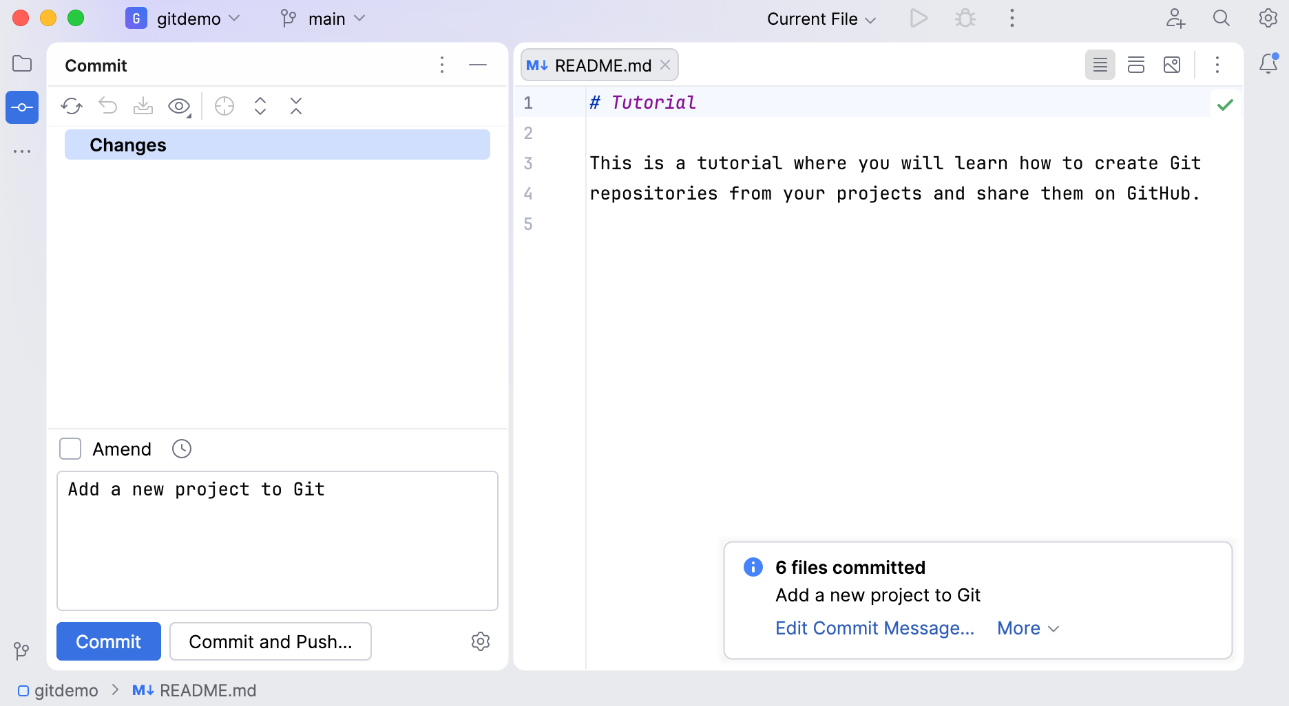 The Files Commited notification