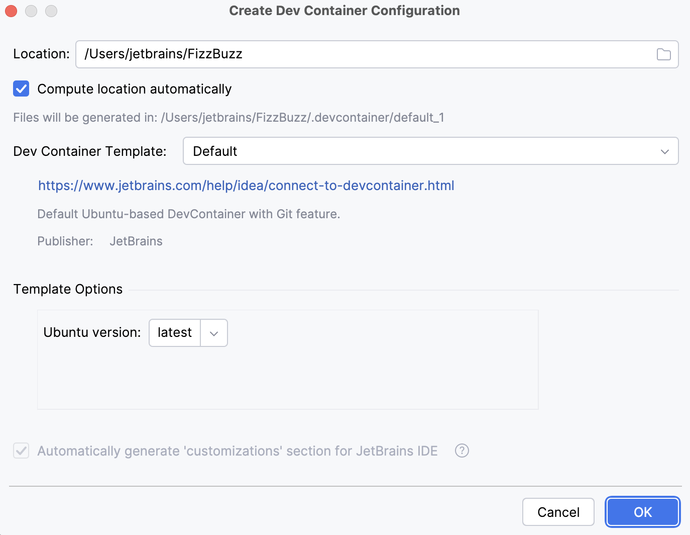 创建新的 Dev Container