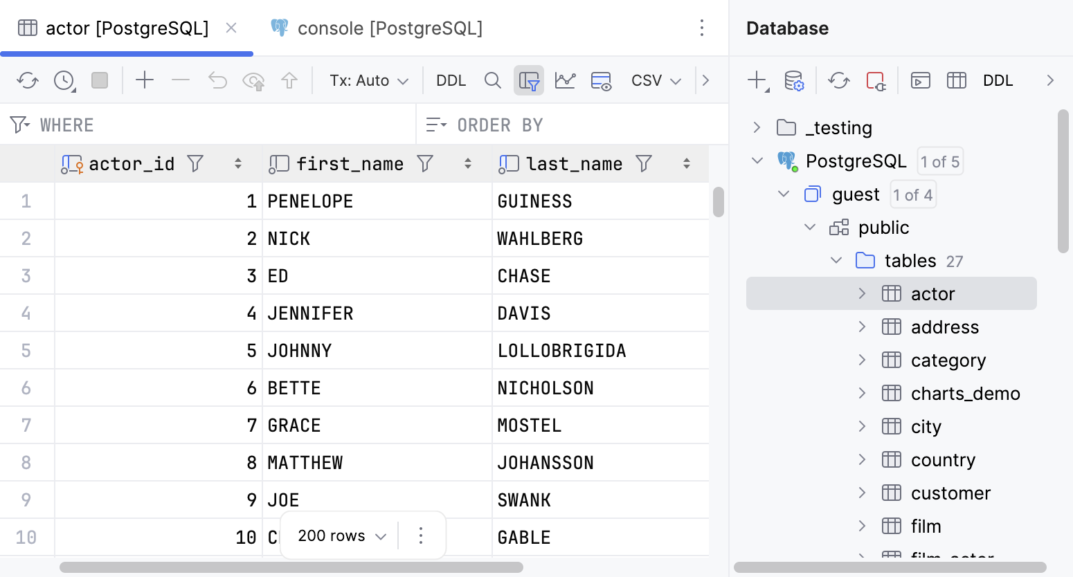 Data editor tab Data editor tab