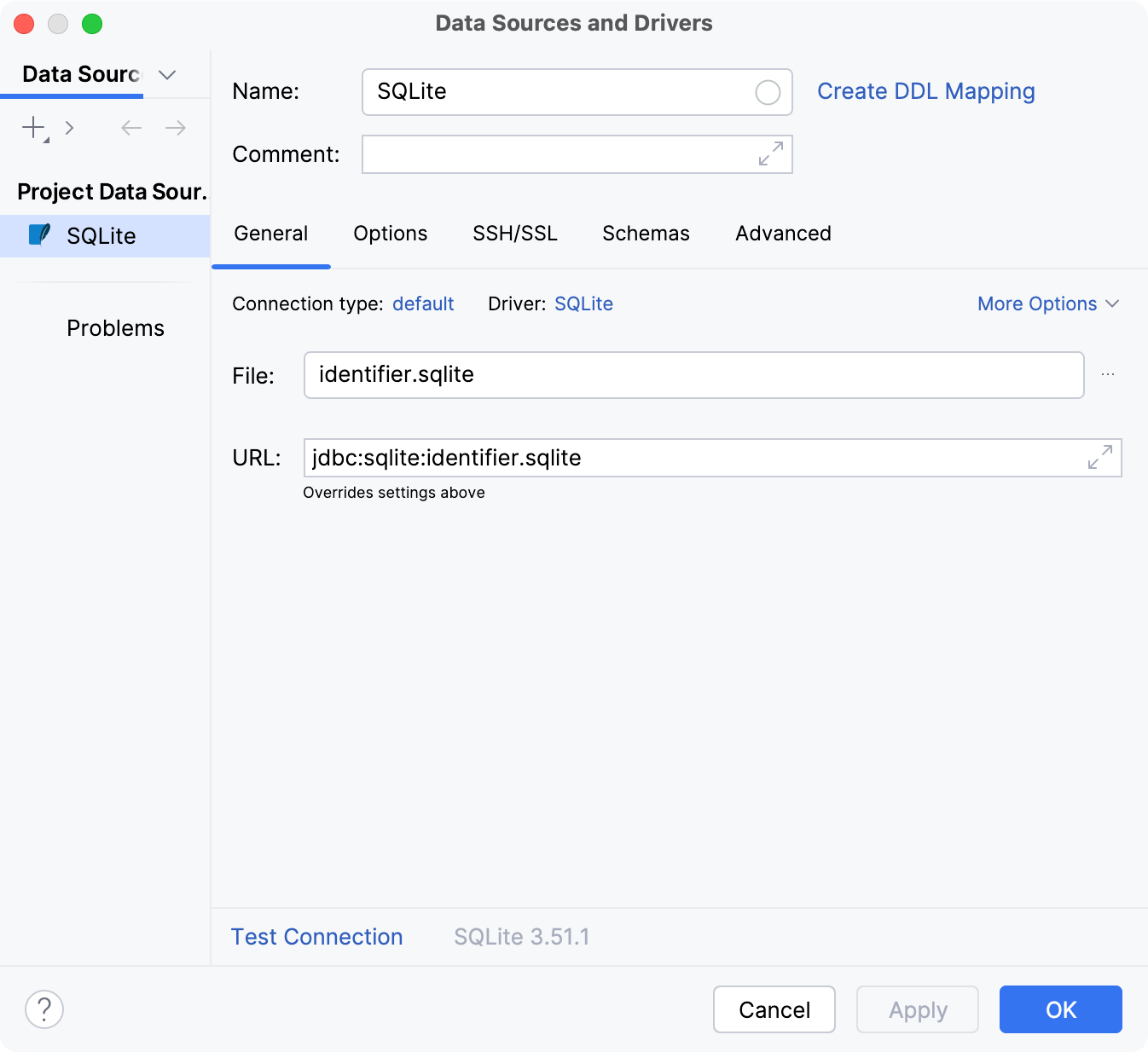 数据库连接详细信息