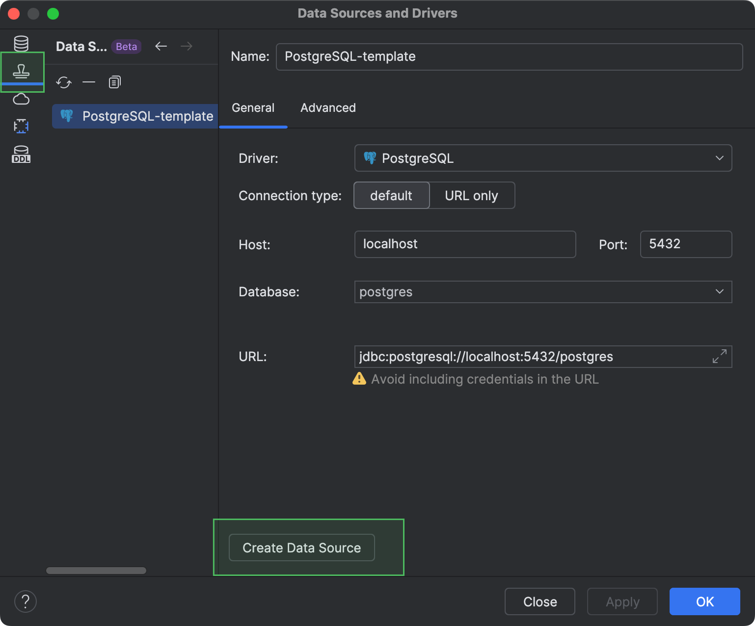 Data source templates | JetBrains Rider Documentation