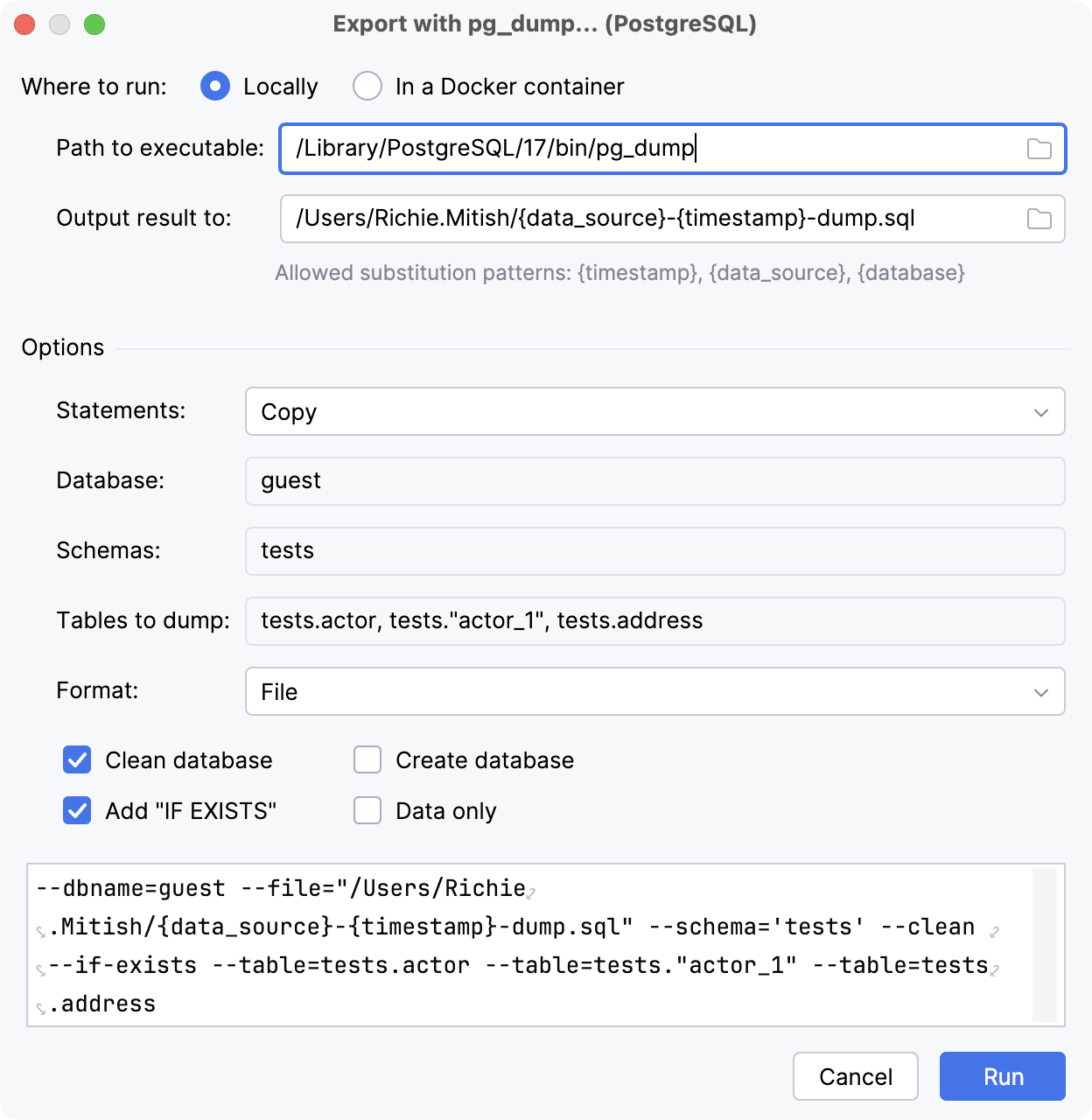 Create a full data dump with pg_dump