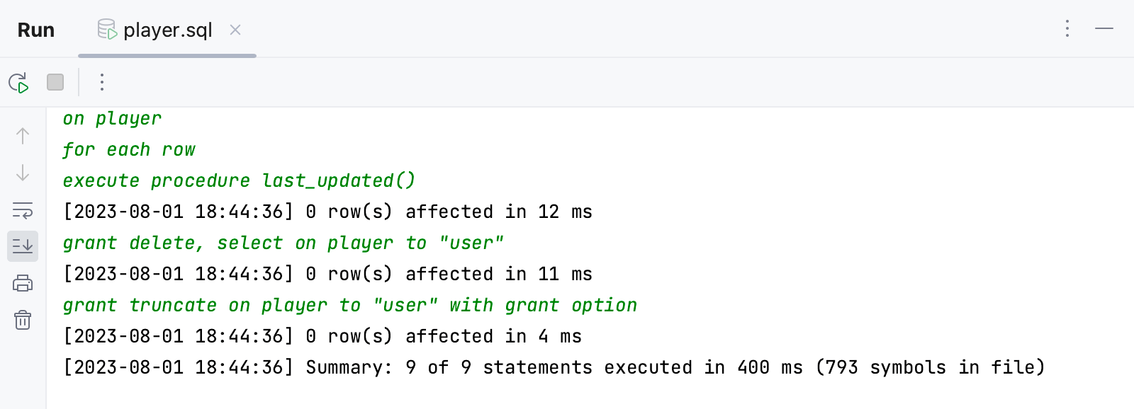 File run output File run output