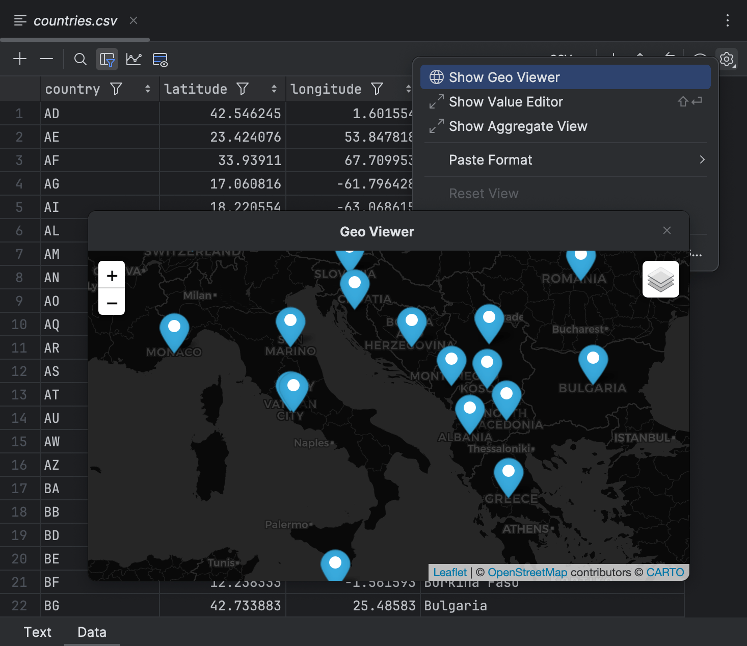 View data | JetBrains Rider Documentation