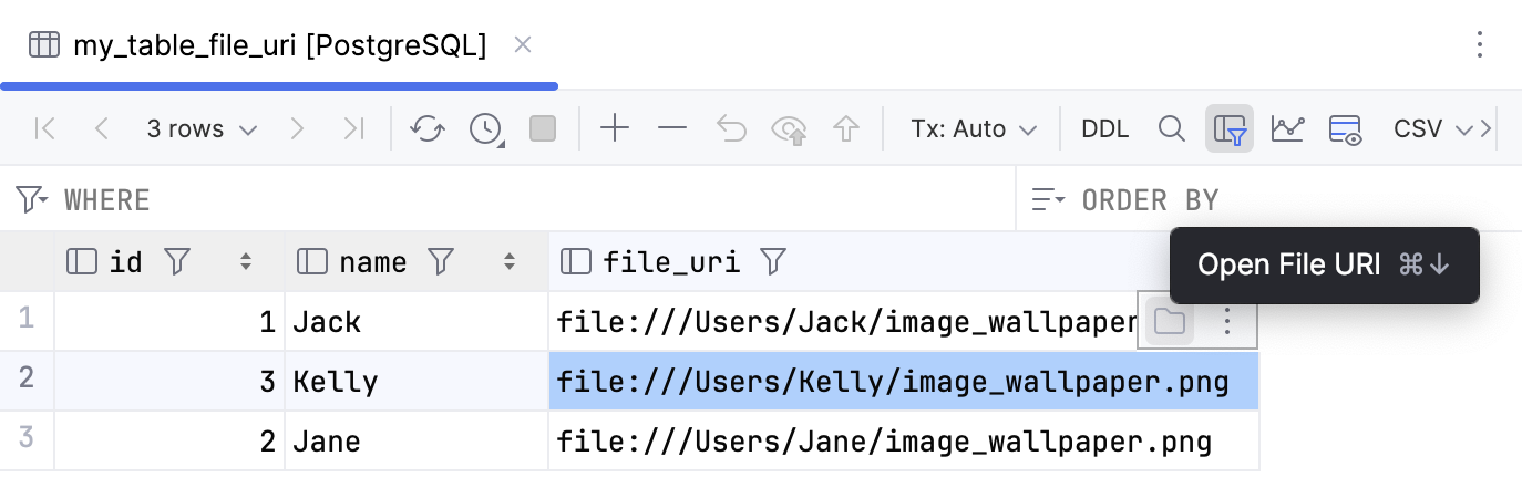 文件 URI 的浮动工具栏中的默认操作 文件 URI 的浮动工具栏中的默认操作
