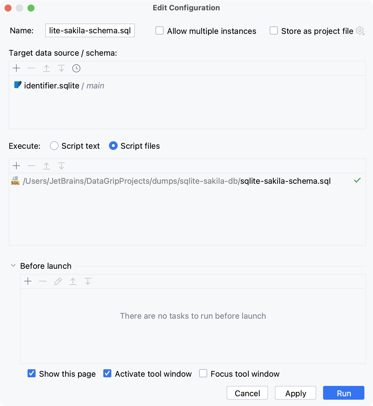 Edit Configuration dialog Edit Configuration dialog