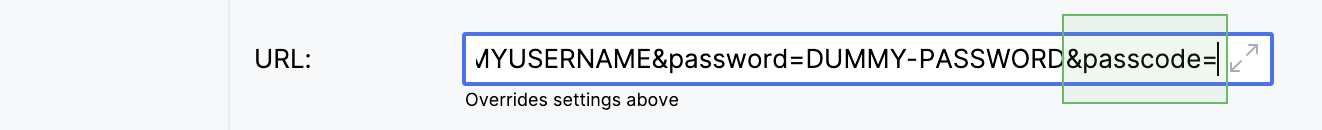 Prepared JDBC URL in URL field