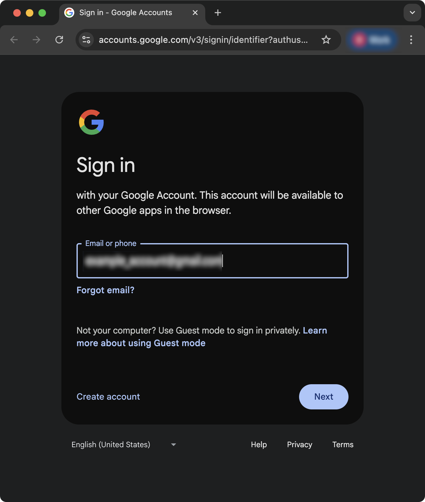 Log in to your Google account on the Google website