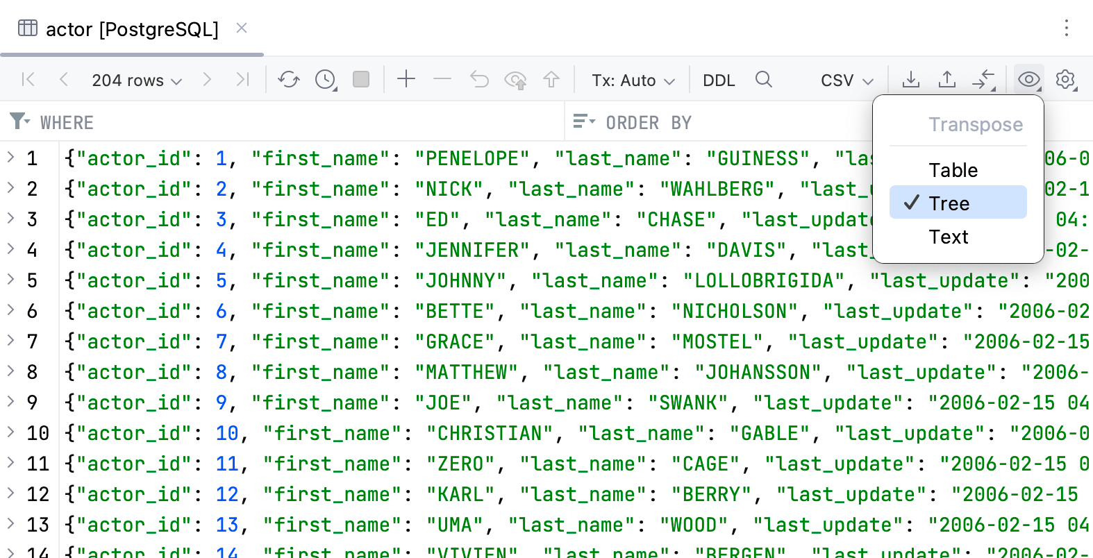 The tree viewing mode The tree viewing mode