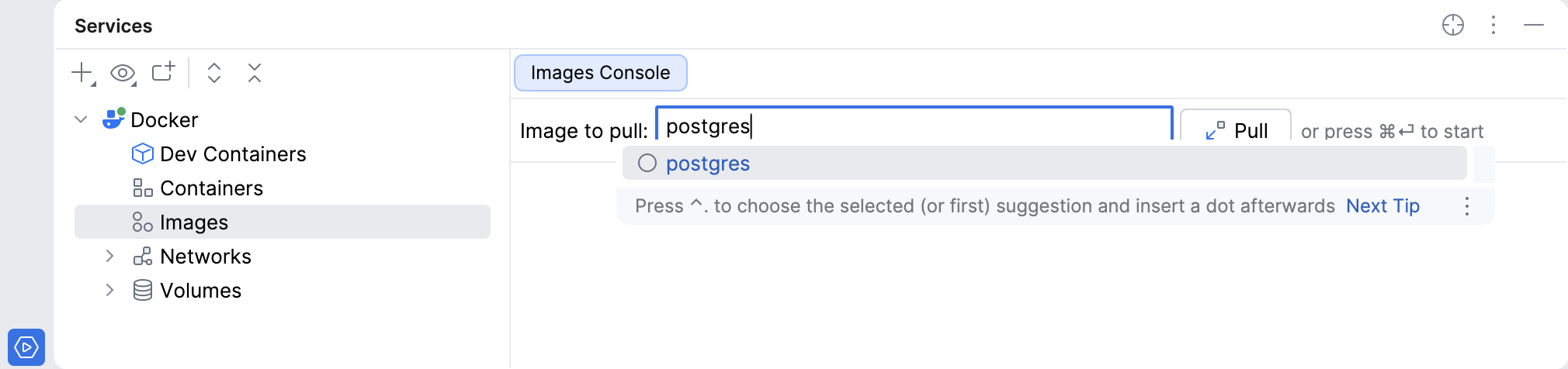 获取带有 PostgreSQL 的 Docker 镜像