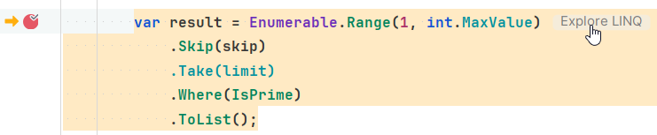 在 Rider 中探索 LINQ 提示。