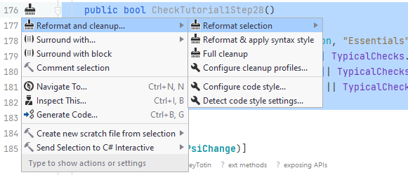 Reformatting currently selected code Reformatting currently selected code