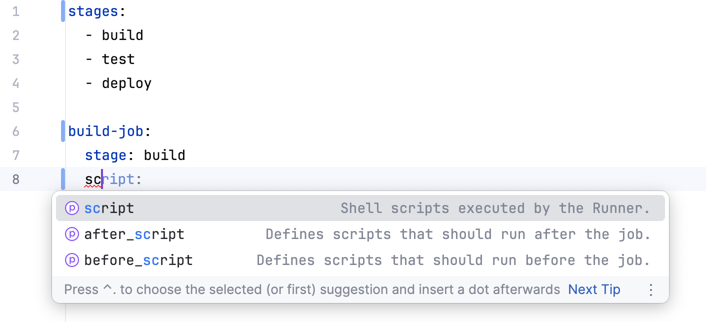 Code completion for pipeline configuration syntax Code completion for pipeline configuration syntax