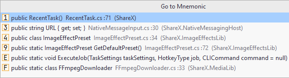 JetBrains&nbsp;Rider: Go to mnemonic bookmark