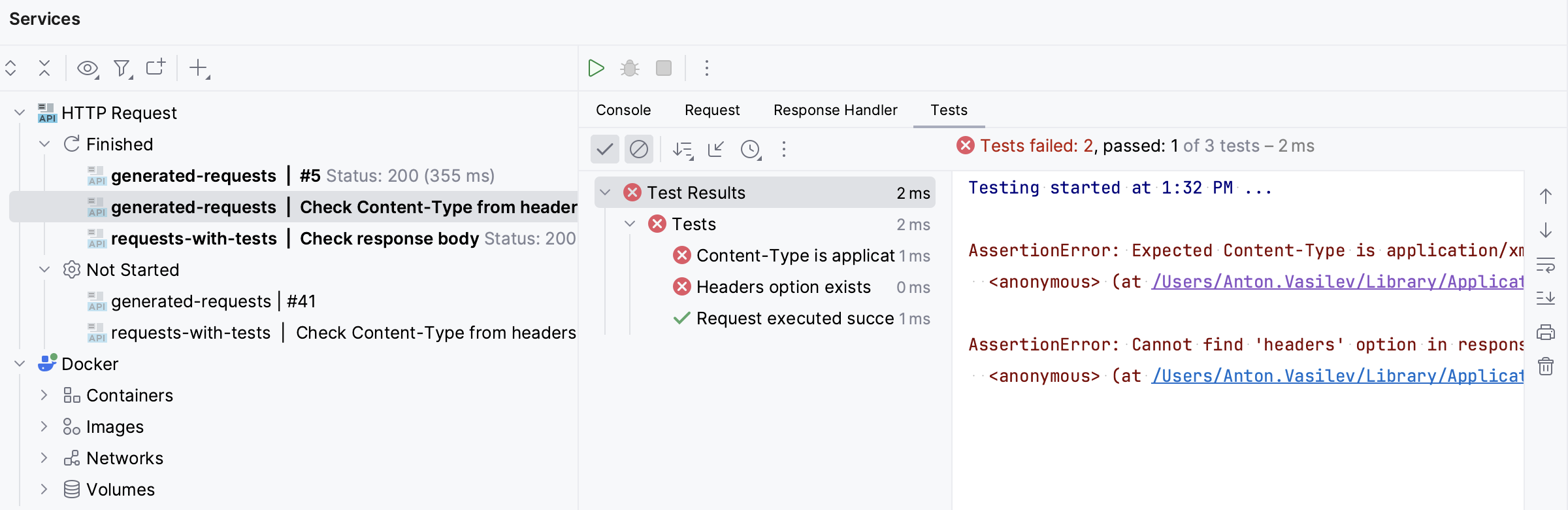 The Tests tab of the Services tool window The Tests tab of the Services tool window