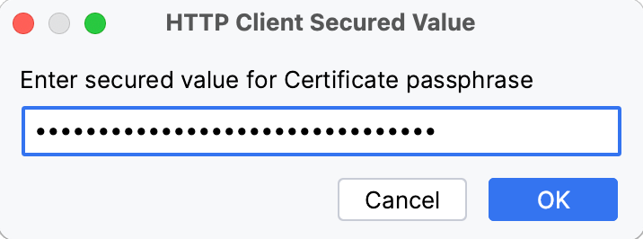 HTTP Client Secured Value window HTTP Client Secured Value window