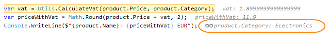 JetBrains&nbsp;Rider: Inline watch