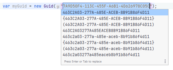 JetBrains&nbsp;Rider: Inset GUID via live template