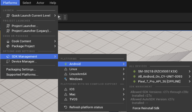 JetBrains Rider：在 Unreal Editor 中运行 Turnkey 以安装 Android Studio
