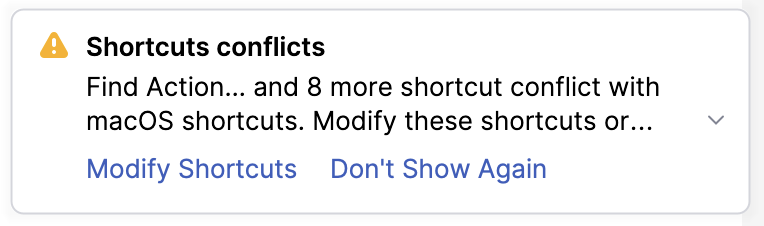 Notification on conflicting shortcuts Notification on conflicting shortcuts
