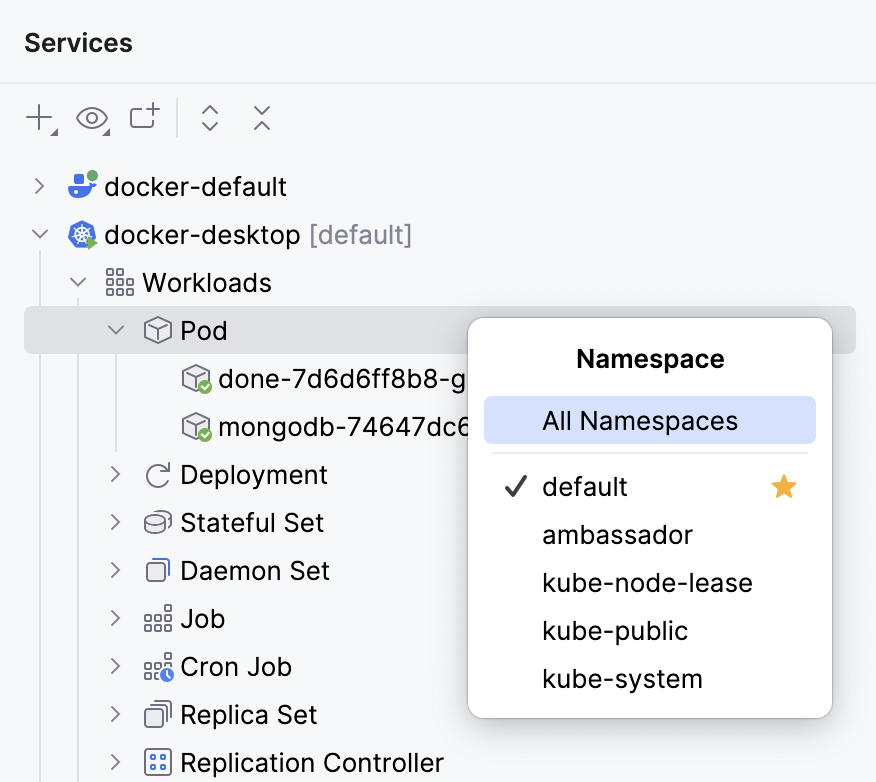 命名空间上下文菜单